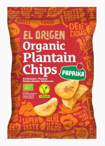 Chipsy z plantana paprykowe bezglutenowe BIO 80 g - EL ORIGEN