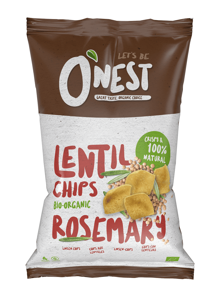 Chipsy z soczewicy z rozmarynem bezglutenowe BIO 75 g - O'NEST
