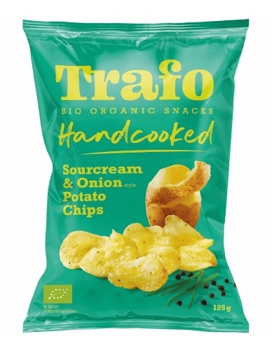 Chipsy ziemniaczane cienko krojone o smaku śmietankowo - cebulowym wegańskie BIO 125 g - TRAFO