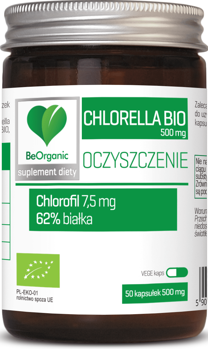 Chlorella BIO (500 mg) 50 KAPSUŁEK - BE ORGANIC