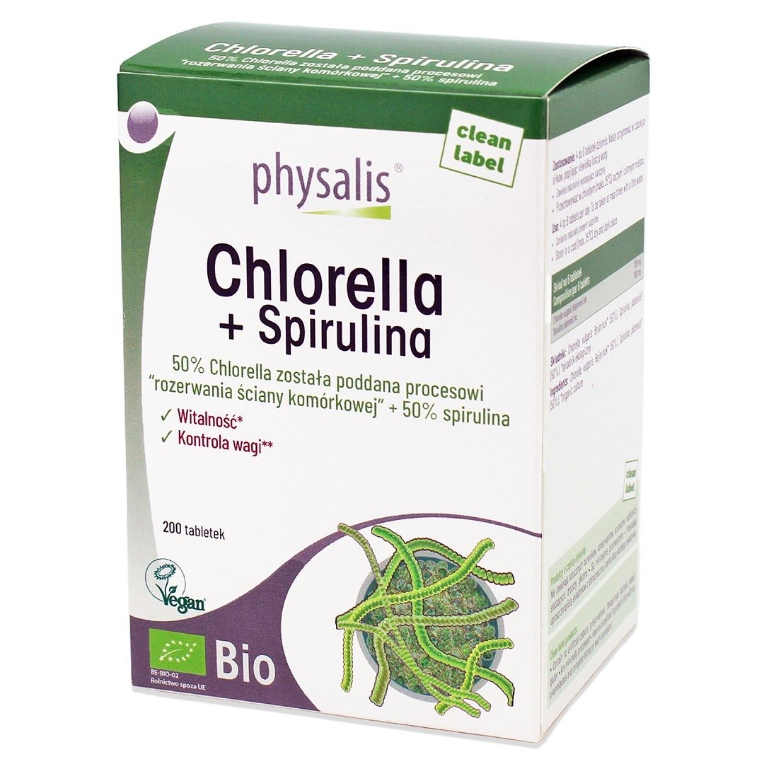 Chlorella + spirulina BIO 200 TABLETEK - PHYSALIS