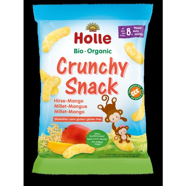 Chrupki jaglane o smaku mango bez dodatku cukrów bezglutenowe od 8 miesiąca BIO 25 g - HOLLE