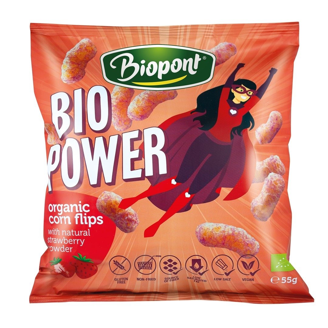 Chrupki kukurydziane o smaku truskawkowym bezglutenowe BIO 55 g - BIOPONT