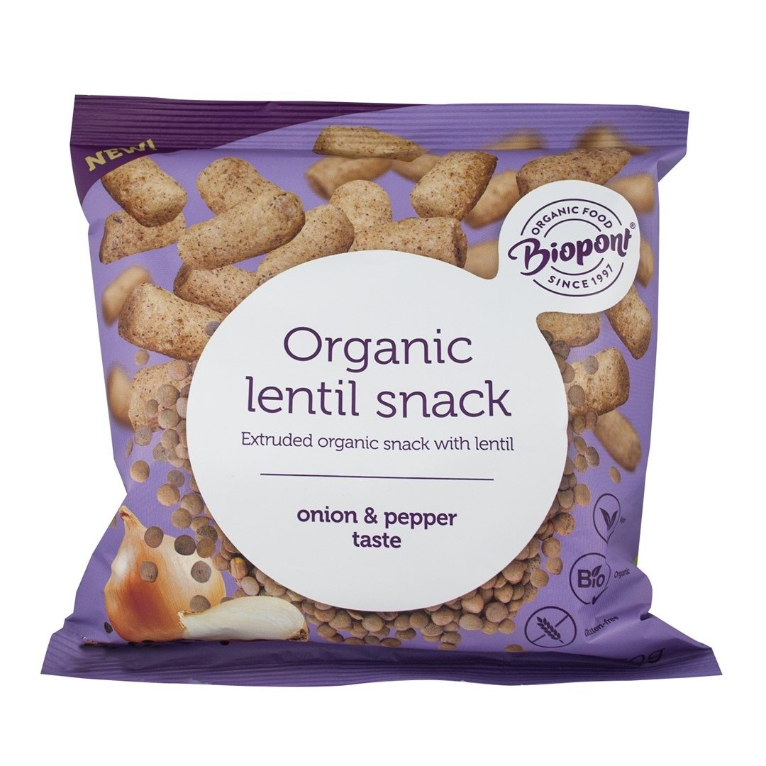 Chrupki z soczewicy z cebulą i czarnym pieprzem bezglutenowe BIO 60 g - BIOPONT