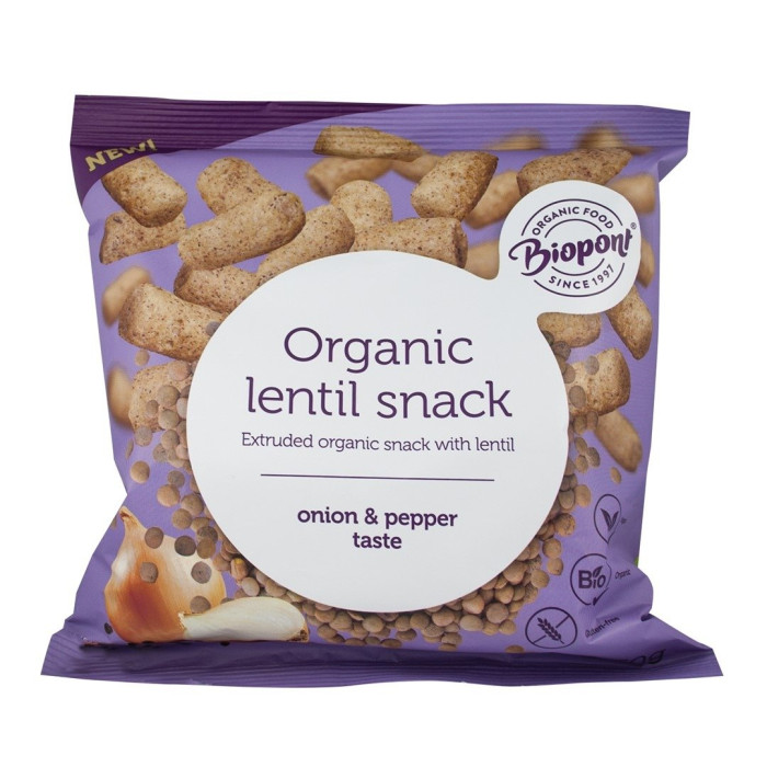 Chrupki z soczewicy z cebulą i czarnym pieprzem bezglutenowe BIO 60 g - BIOPONT