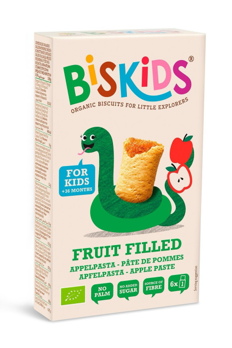 Ciasteczka z nadzieniem jabłkowym od 3 roku BIO 120 g - BISKIDS