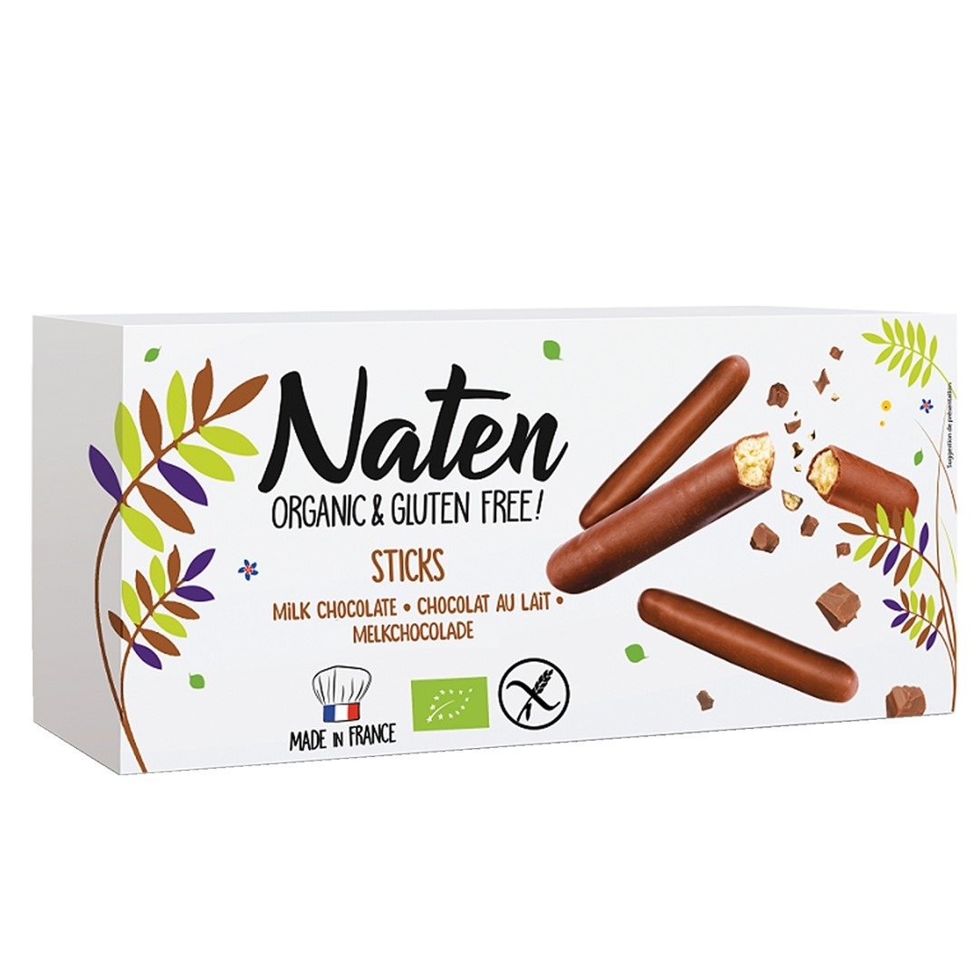 Ciastka w polewie czekoladowej sticks bezglutenowe BIO 130 g - NATEN