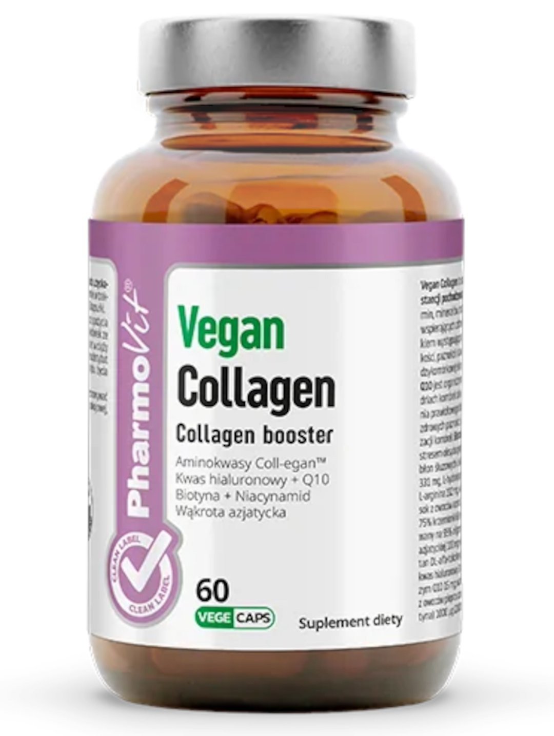 Collagen booster vegan bezglutenowy 60 kapsułek - PHARMOVIT (CLEAN LABEL)