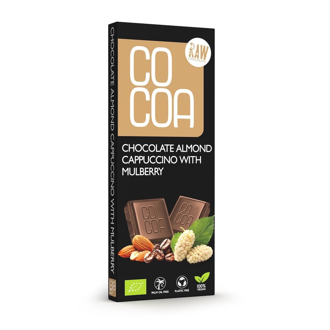 Czekolada cappuccino migdałowe z morwą BIO 40 g - COCOA