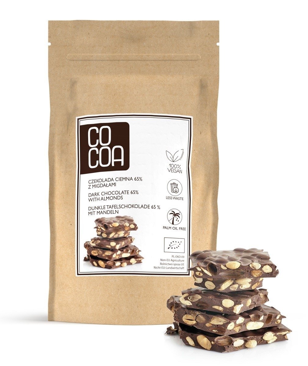 Czekolada ciemna 65 % z migdałami w kawałkach BIO 200 g - COCOA
