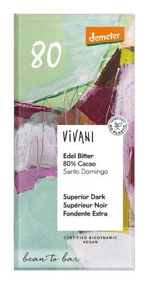 Czekolada gorzka 80 % santo domingo demeter BIO 90 g - VIVANI
