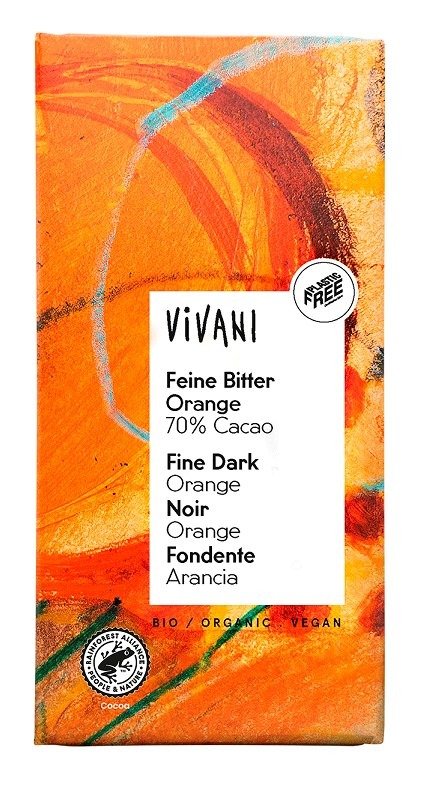 Czekolada gorzka o smaku pomarańczowym BIO 80 g - VIVANI
