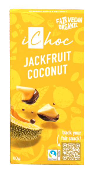 Czekolada gorzka z jackfruit, kokosem i chrupiącymi granulkami cytrusów fair trade BIO 80 g - ICHOC (VIVANI)