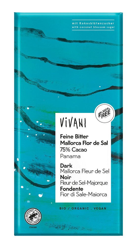 Czekolada gorzka z solą morską z majorki BIO 80 g - VIVANI
