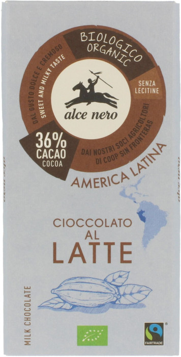 Czekolada mleczna fair trade BIO 100 g - ALCE NERO