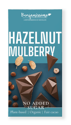 Czekolada orzechy laskowe - morwa bez dodatku cukrów bezglutenowa BIO 60 g - BENJAMISSIMO