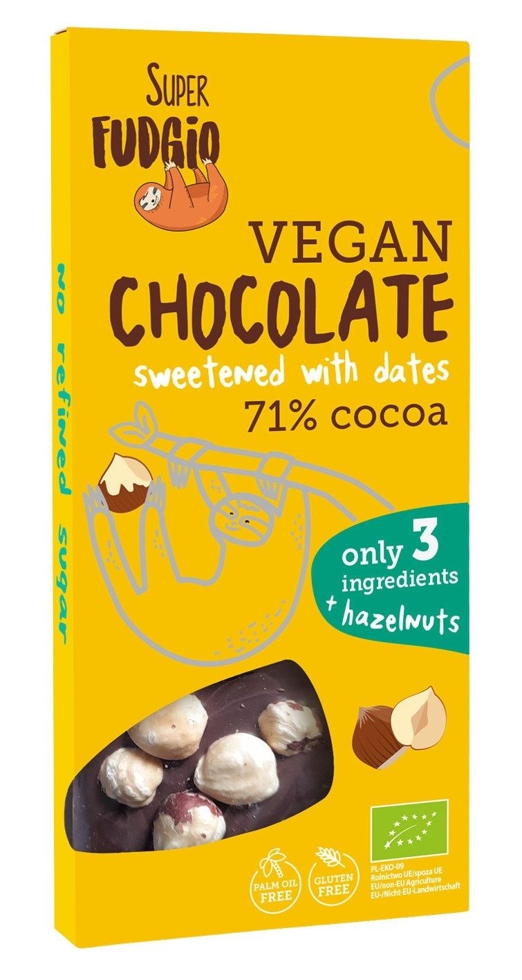 Czekolada słodzona daktylami z orzechami laskowymi bezglutenowa BIO 100 g - ME GUSTO (SUPER FUDGIO)