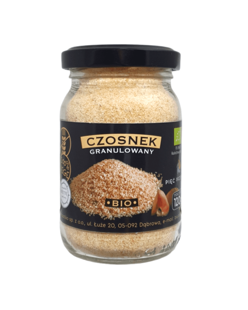 Czosnek granulowany bezglutenowy BIO 120 g - PIĘĆ PRZEMIAN