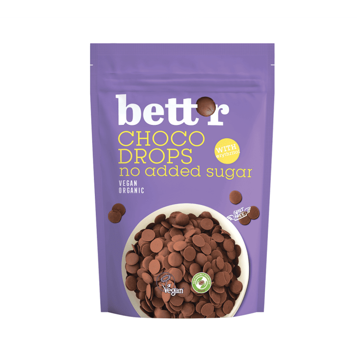 Dropsy czekoladowe bez dodatku cukrów BIO 200 g - BETT'R