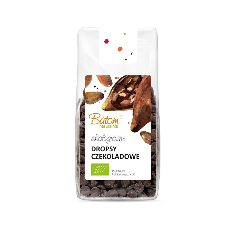 Dropsy czekoladowe z ciemnej czekolady BIO 125 g - BATOM