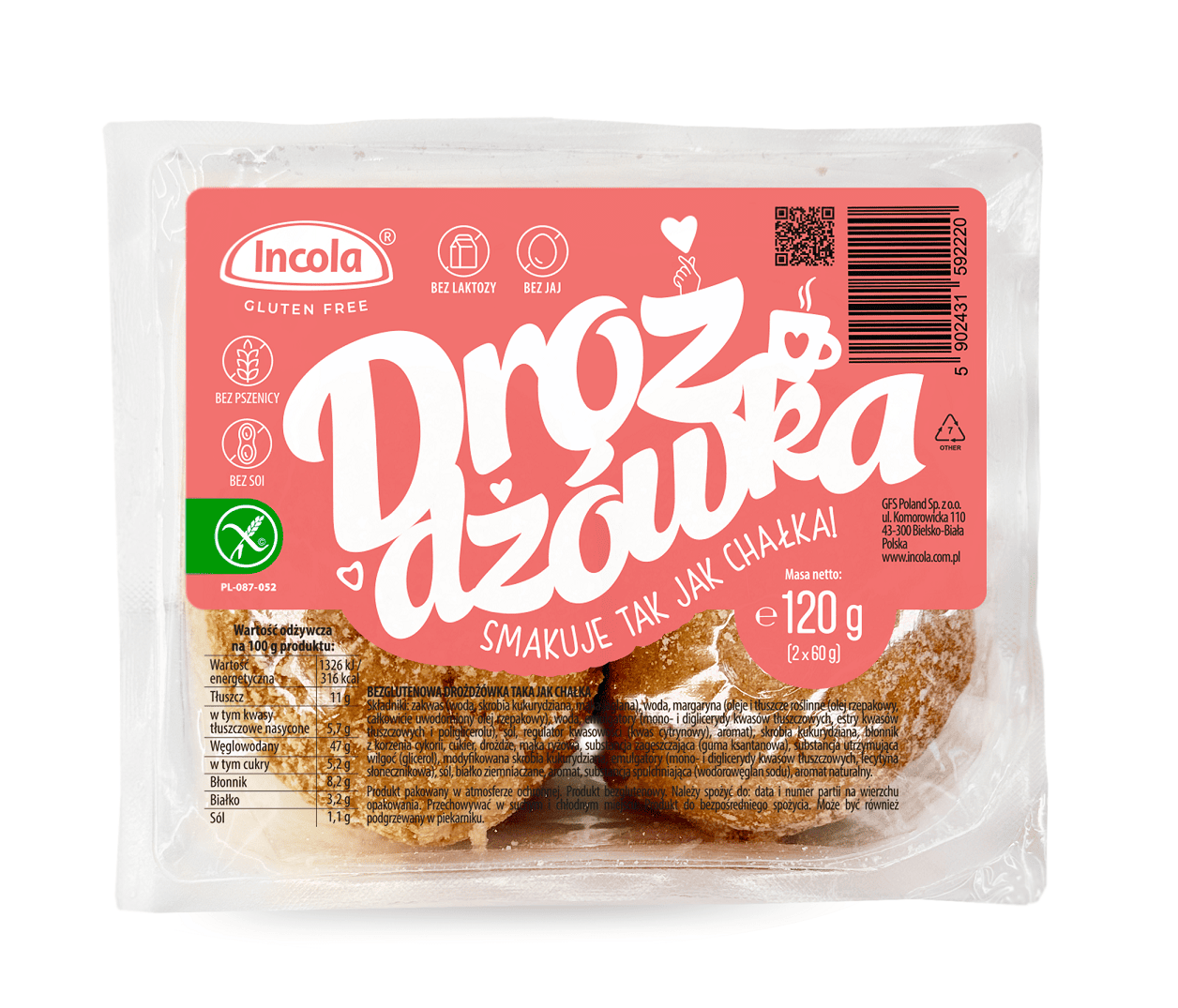 Drożdżówka chałka bezglutenowa (2 szt.) 120 g - INCOLA