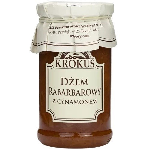 Dżem rabarbarowy z cynamonem o obniżonej zawartości cukru bezglutenowy 235 g - KROKUS