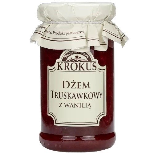 Dżem truskawkowy z wanilią o obniżonej zawartości cukru bezglutenowy 235 g - KROKUS