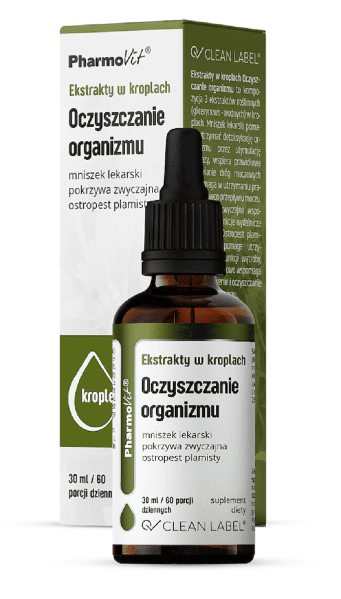 Ekstrakty w kroplach na oczyszczanie organizmu bezglutenowe 30 ml - PHARMOVIT (CLEAN LABEL)