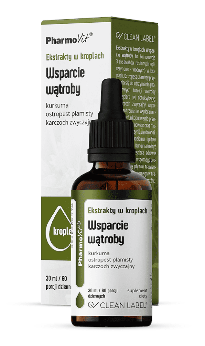 Ekstrakty w kroplach na wsparcie wątroby bezglutenowe 30 ml - PHARMOVIT (CLEAN LABEL)