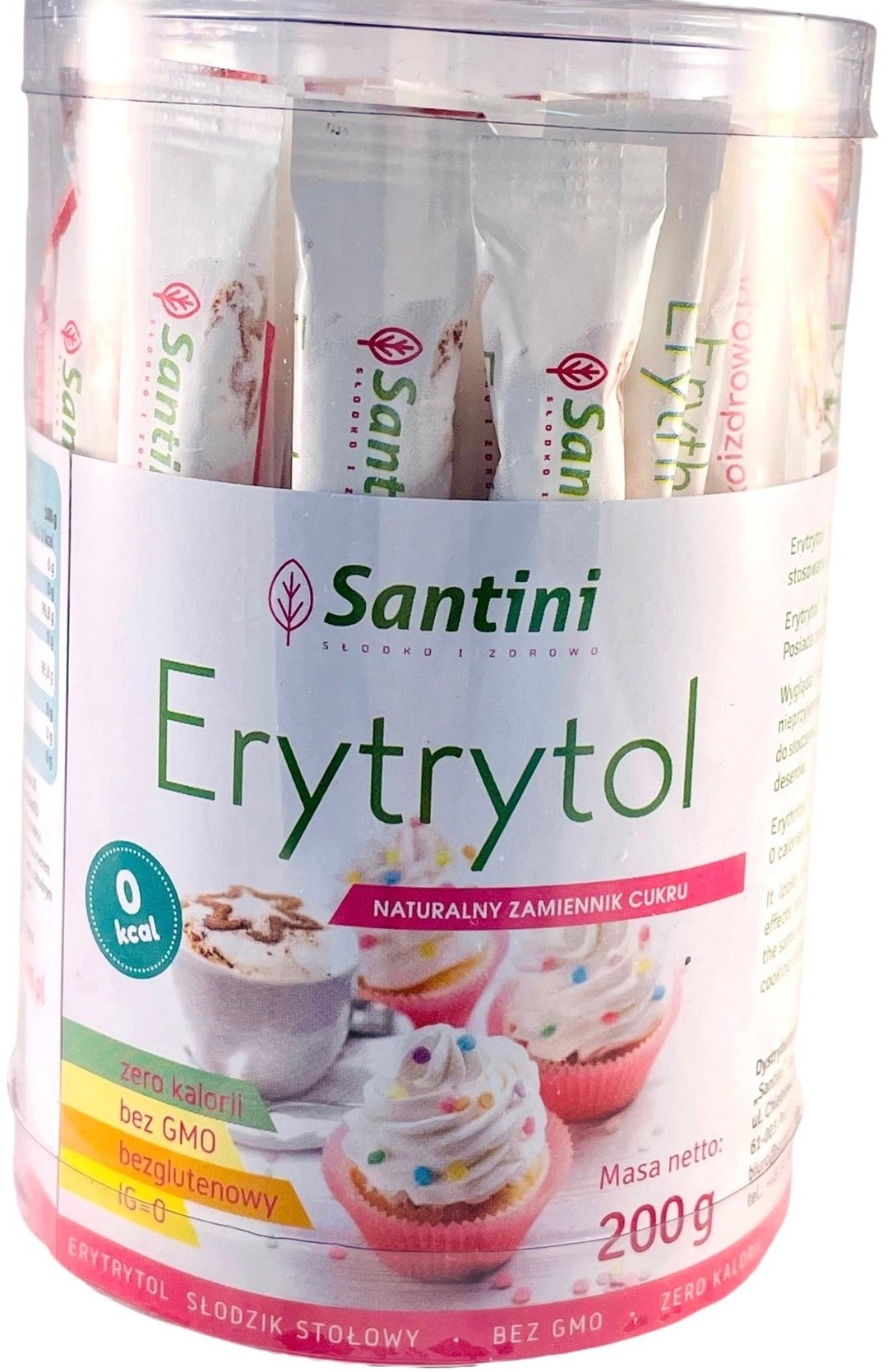 Erytrytol w saszetkach bezglutenowy (40 x 5 g) 200 g - SANTINI