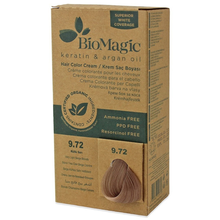 Farba do włosów bardzo jasny beżowy blond (9.72) 250 g - BIOMAGIC