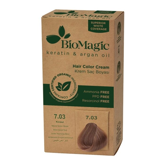 Farba do włosów złoty blond (7.03) 250 g - BIOMAGIC