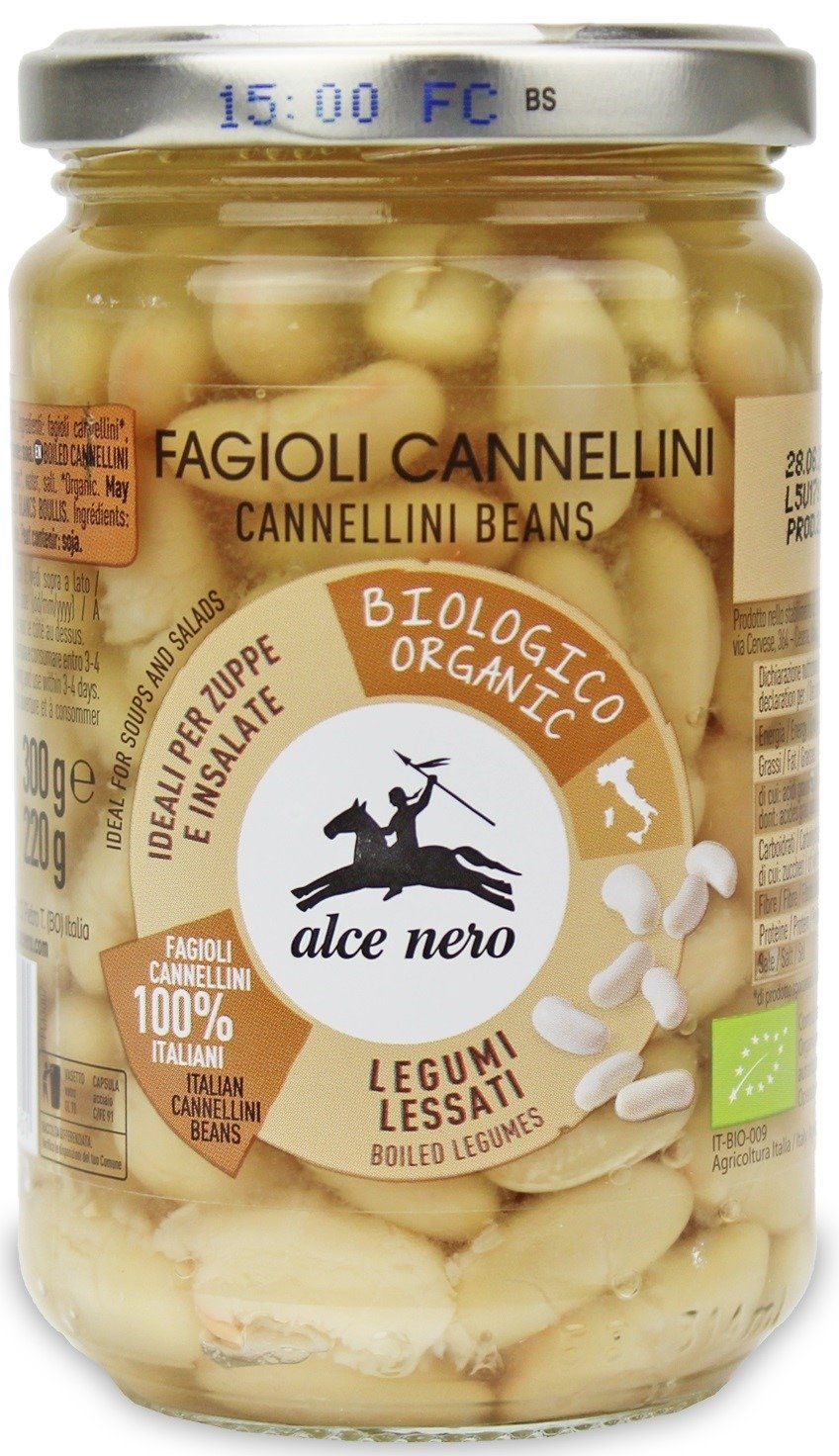Fasola cannellini w zalewie BIO 300 g (220 g) (SŁOIK) - ALCE NERO