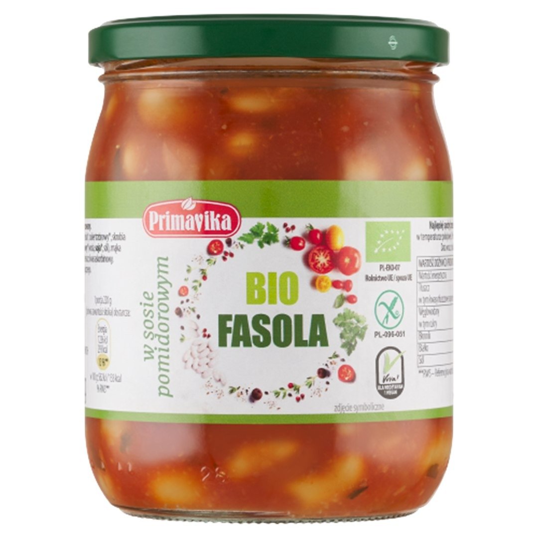 Fasola w sosie pomidorowym bezglutenowa BIO 440 g - PRIMAVIKA