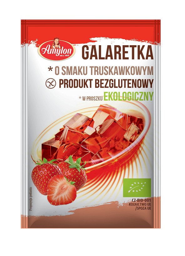 Galaretka z agarem o smaku truskawkowym bezglutenowa BIO 40 g - AMYLON