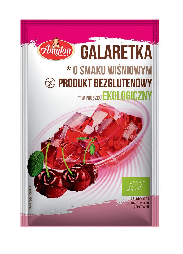 Galaretka z agarem o smaku wiśniowym bezglutenowa BIO 40 g - AMYLON