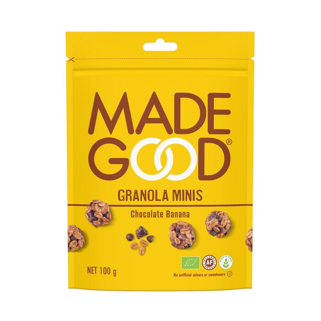 Granola minis z czekoladą i bananem bezglutenowa BIO 100 g - MADEGOOD