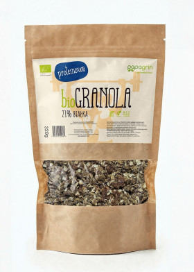 Granola proteinowa bez dodatku cukrów BIO 320 g - PAPAGRIN