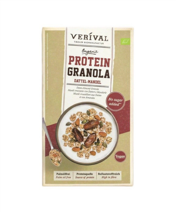 Granola proteinowa z daktylami i migdałami bez dodatku cukrów BIO 325 g - VERIVAL