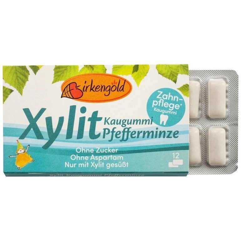 Guma do żucia z ksylitolem o smaku mięty pieprzowej (12 szt.) 17 g - BIRKENGOLD