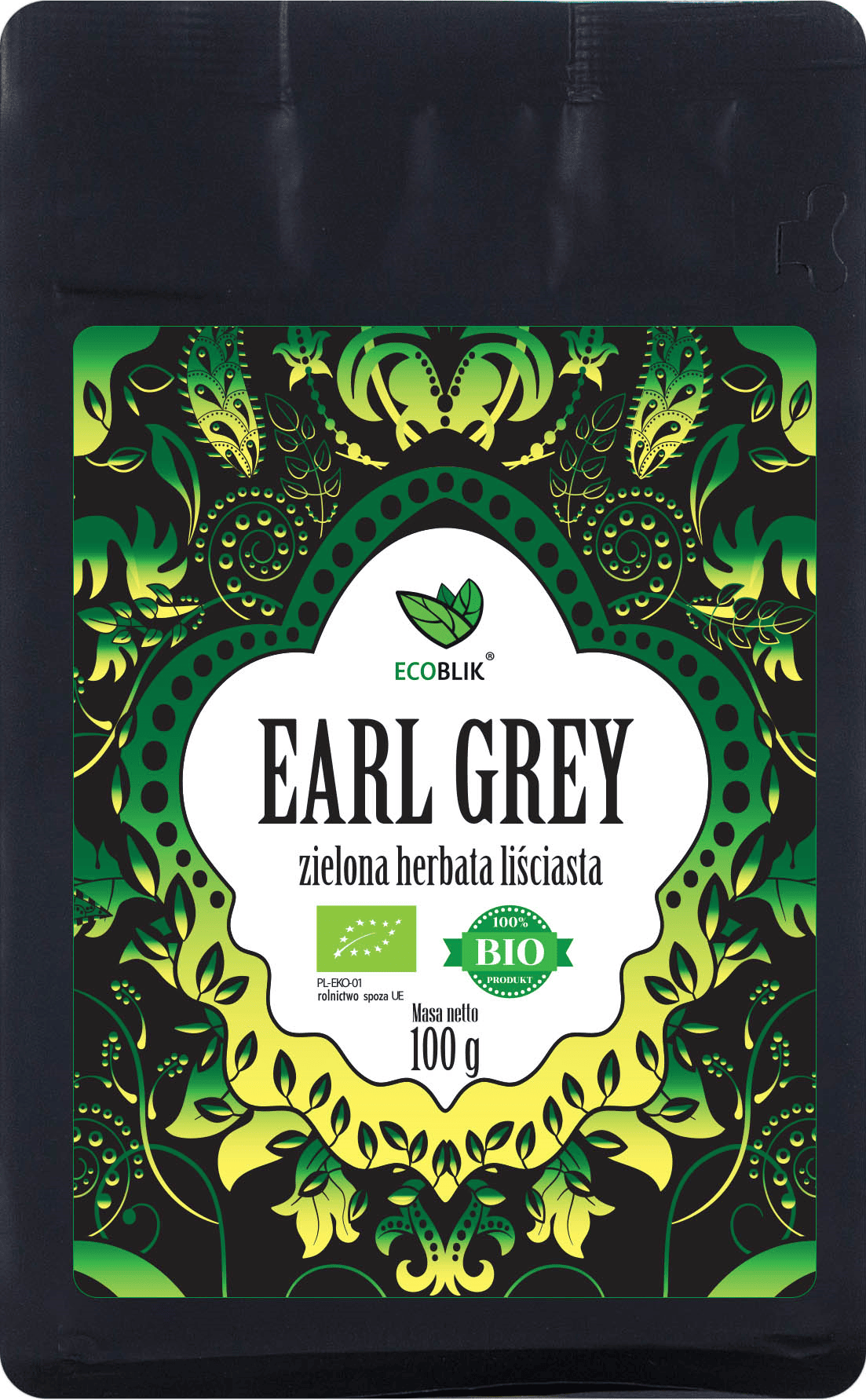 Herbata zielona liściasta earl grey BIO 100 g - ECOBLIK