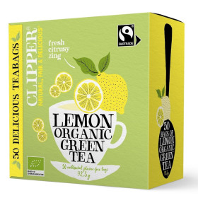 Herbata zielona z cytryną fair trade BIO (50 x 1,85 g) 92,5 g - CLIPPER