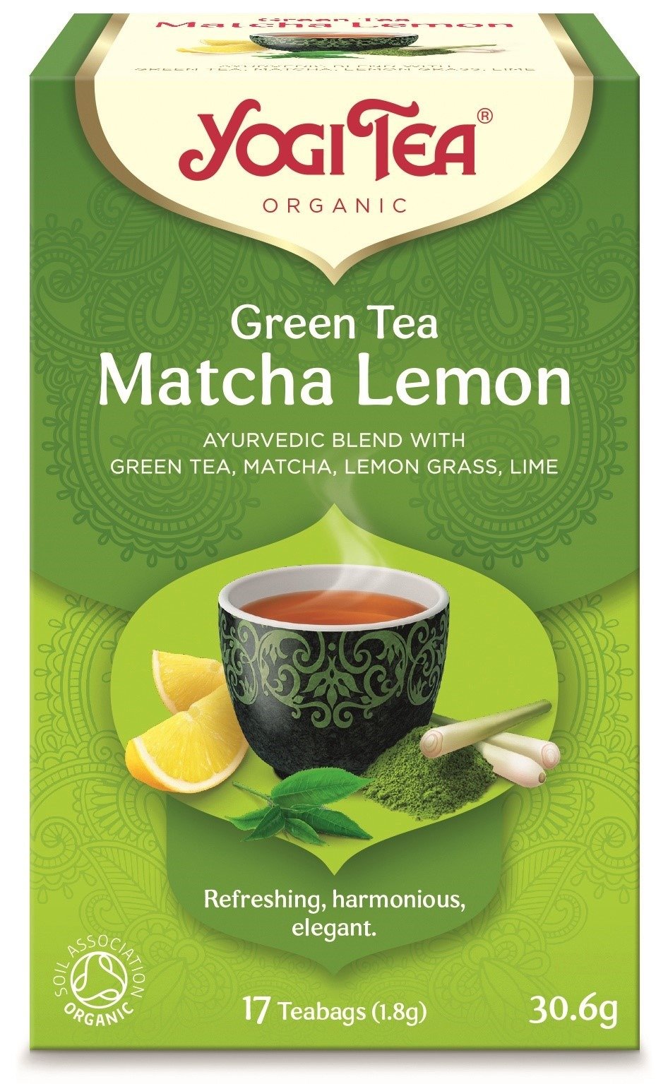 Herbata zielona z cytryną i matchą (green tea matcha lemon) BIO (17 x 1,8 g) 30,6 g - YOGI TEA
