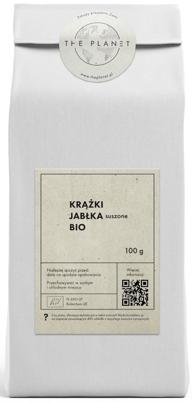 Jabłka suszone krążki bezglutenowe BIO 100 g - THE PLANET