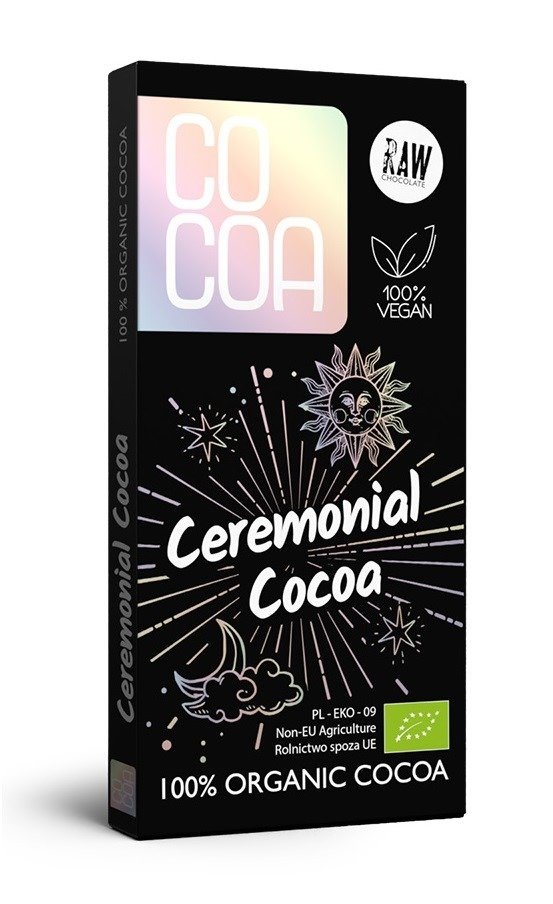 Kakao ceremonialne - tabliczka gorzka 100 % kakao BIO 50 g - COCOA