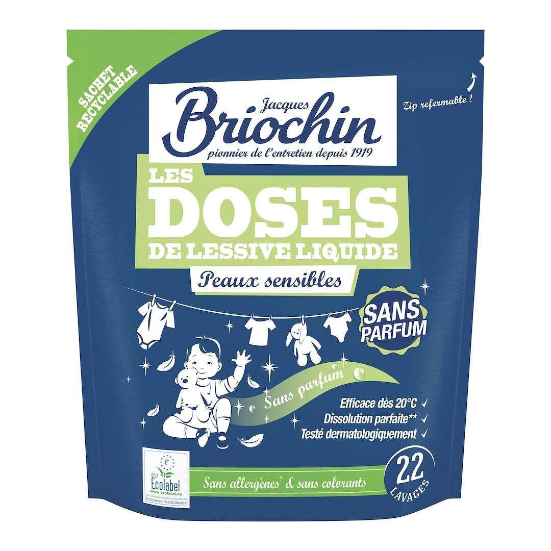 Kapsułki do prania bezzapachowe dla skóry wrażliwej (22 szt.) - BRIOCHIN