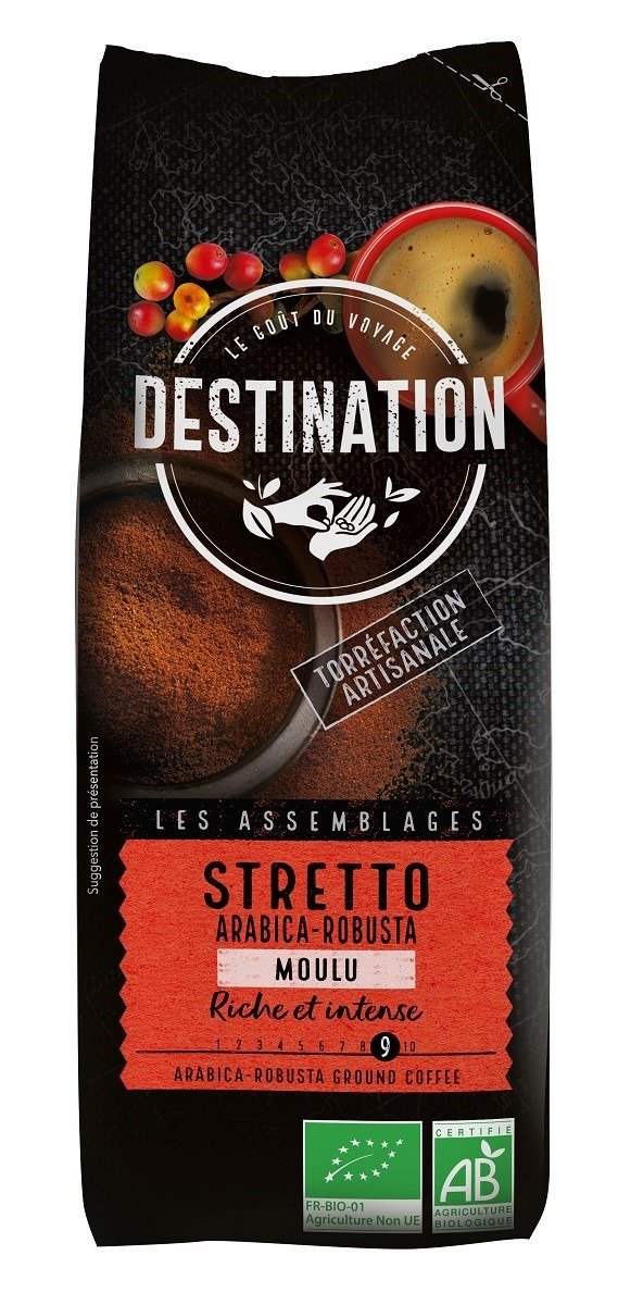 Kawa mielona arabica/robusta stretto BIO 250 g - DESTINATION