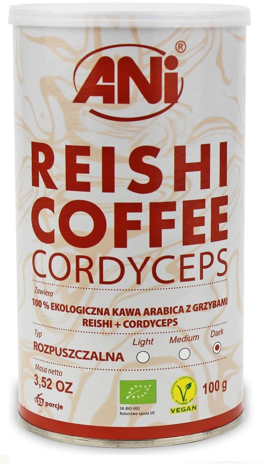 Kawa rozpuszczalna arabica z reishi i cordyceps BIO 100 g - ANI