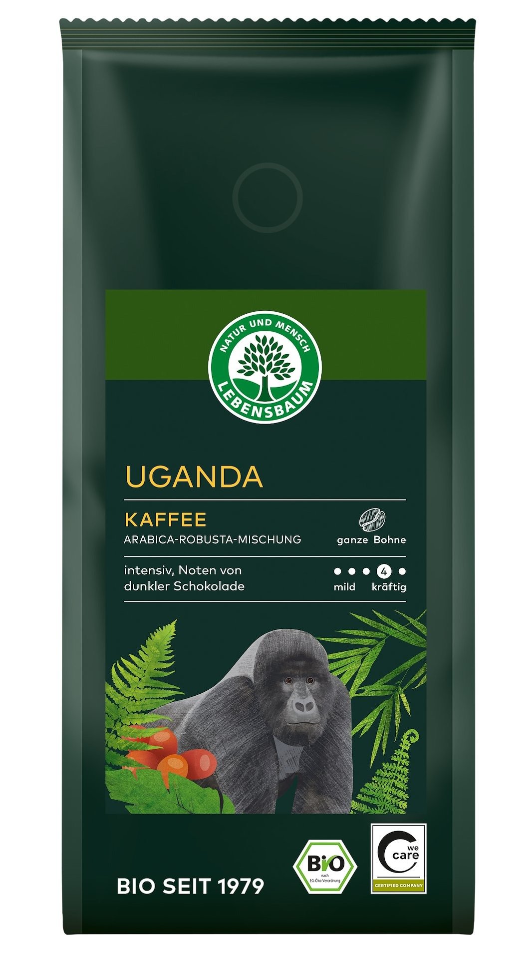 Kawa ziarnista arabica/robusta uganda BIO 250 g - LEBENSBAUM