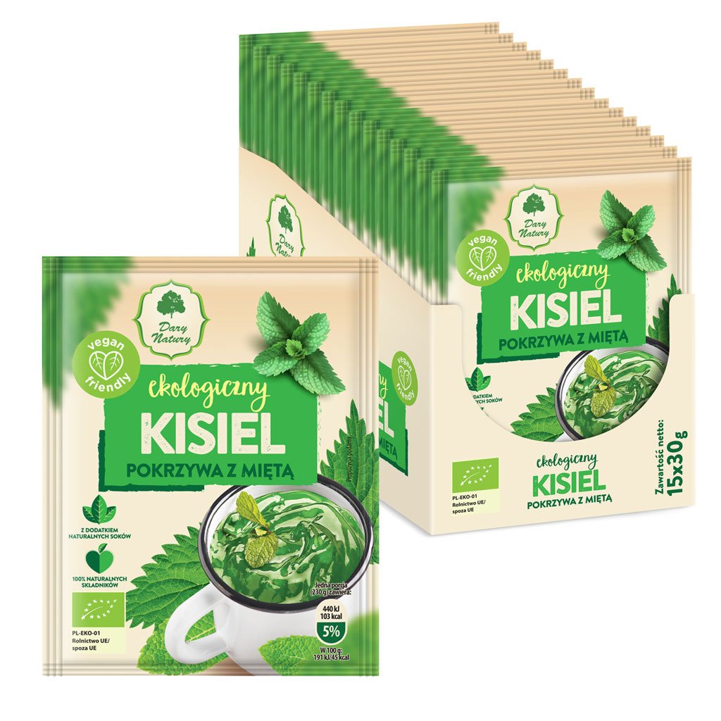 Kisiel instant pokrzywa z miętą bezglutenowy BIO 30 g - DARY NATURY